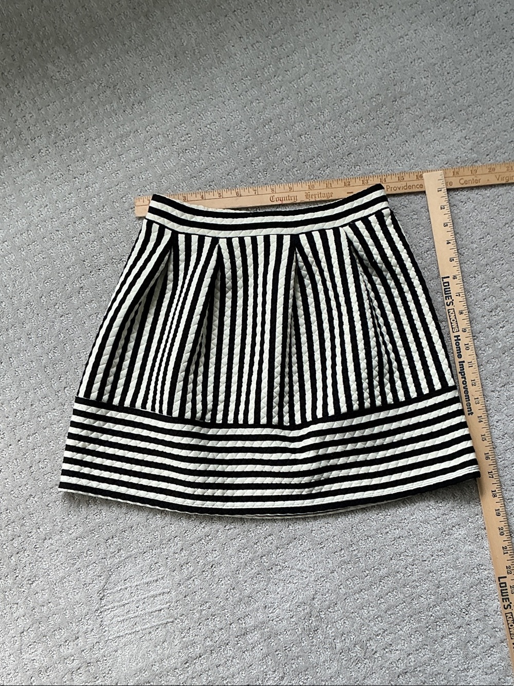 Black & cream/ivory Striped A-Line Skirt